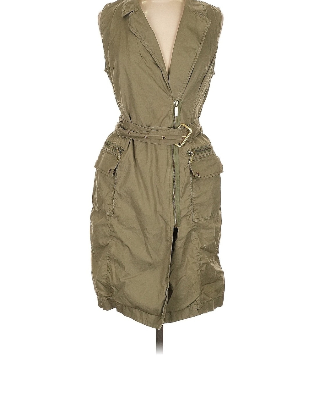 Michael Kors Olive Utility Sleeveless Trench Vest M